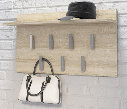 Topeshop Wandhalterung Hölzernes 7 Haken Beiges 70x20x18cm