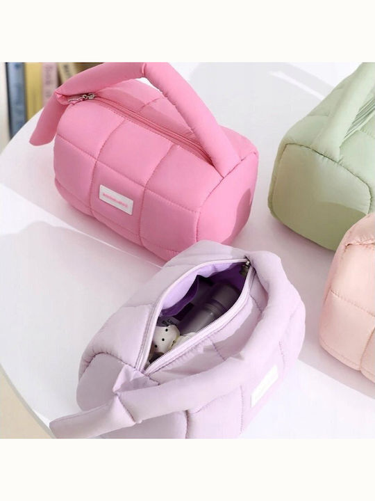 Ecarla Women's Quilted Pink Cosmetic Case Ks140r 18.5 X 12.5 X 13 Cm