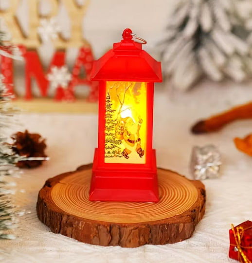 Crăciun Plastic Lampion Roșu Baterie 12.5x5.3cm.