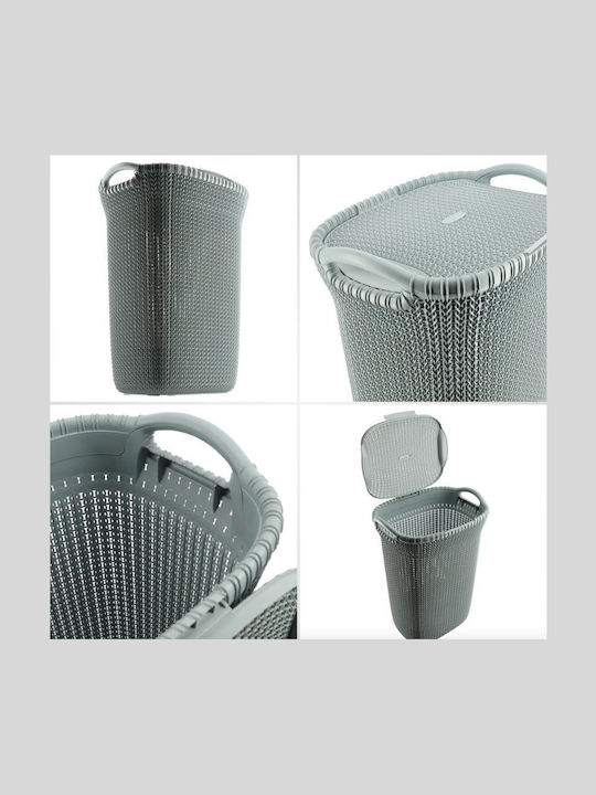 Curver Knit Laundry Basket Plastic with Cap 45x34x61cm Blue