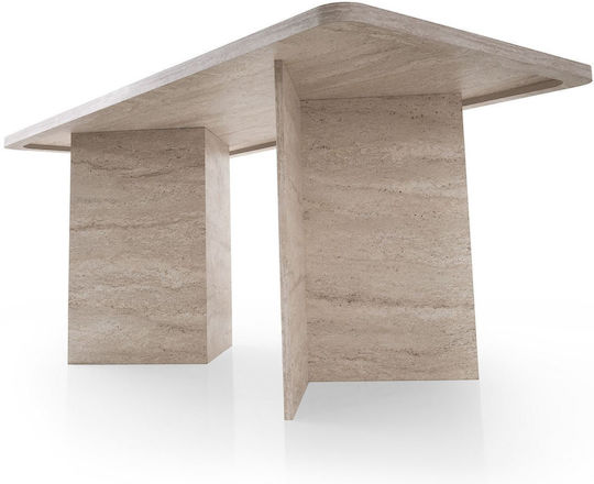 Loft Tisch Speisesaal Holz Travertine Beige 180x90x77cm