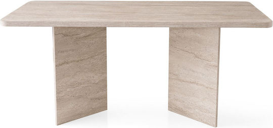 Loft Tisch Speisesaal Holz Travertine Beige 180x90x77cm