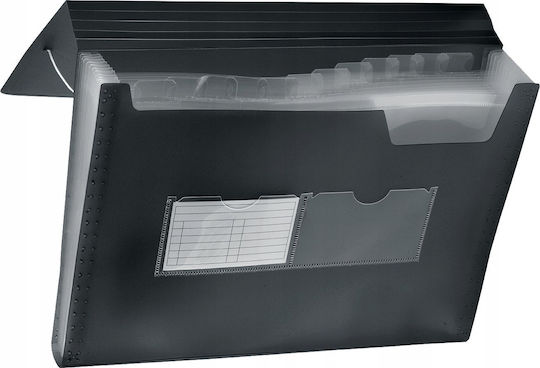 Teka Accordion File Folder A4 Rubber Band 13 Dividers Black