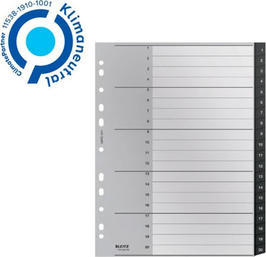 Divizoare Pp Leitz Recycle A4 Maxi 1-20 Negre