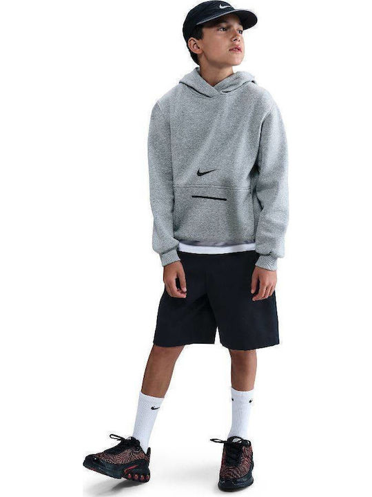 Fleece Παιδικό Φούτερ με Κουκούλα και Τσέπες Γκρι
