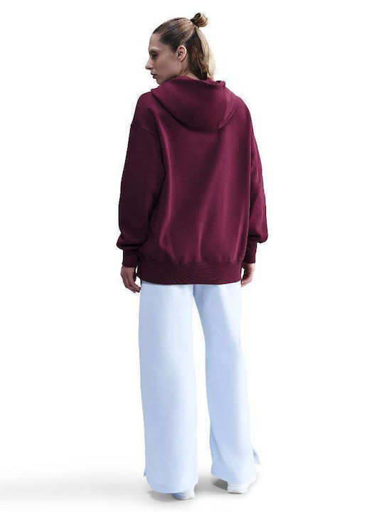 Lang Damen Sweatshirt Kapuzen Bordeaux