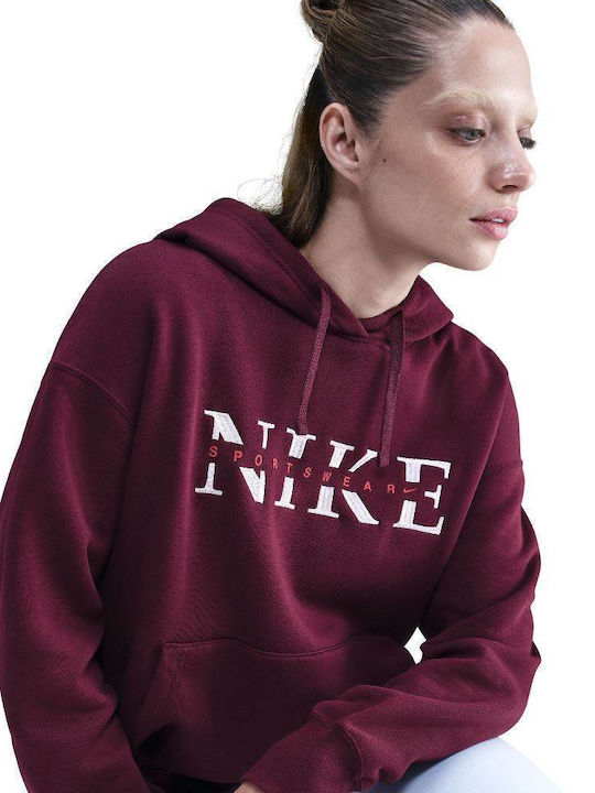 Lang Damen Sweatshirt Kapuzen Bordeaux