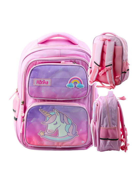 Einhorn Schulranzen mit Brustgurt Rosa 20l