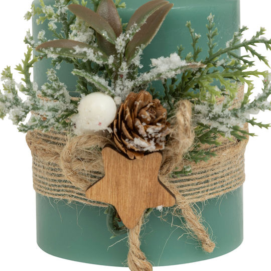 Christmas Plastic Green Battery Candle 12.5x7.5cm