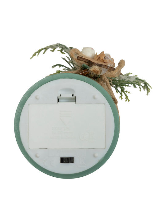Christmas Plastic Green Battery Candle 12.5x7.5cm