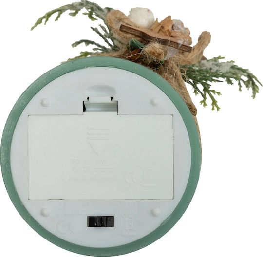 Christmas Plastic Green Battery Candle 12.5x7.5cm
