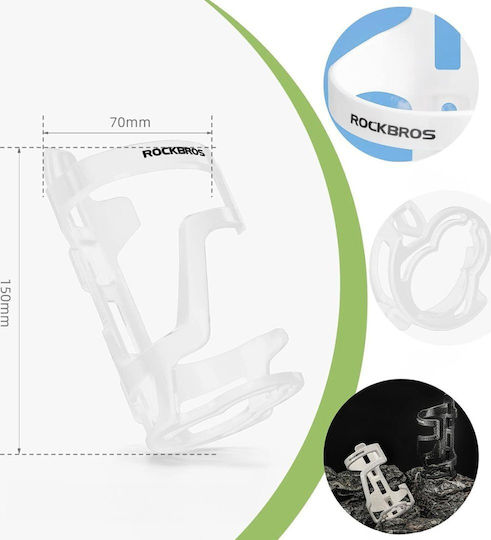 Rockbros Polycarbonate Bicycle Bottle Holder Bottles Ø 51-73 Mm White