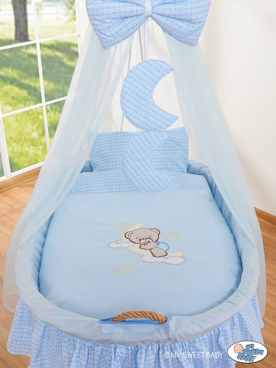 My Sweet Baby Moses Basket with Stand & Canopy Blue