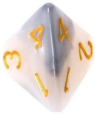 Rebel RPG Dice Set Two-Tone Steel-White Gold Numbers