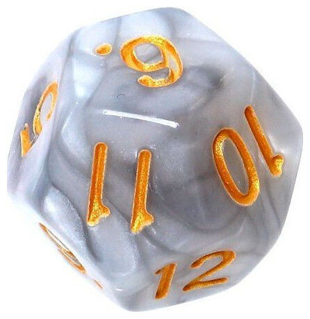 Rebel RPG Dice Set Two-Tone Steel-White Gold Numbers
