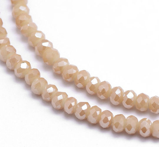 140 Stück 3mm Perlen Kristall-Perlen Scheibe Beige Glänzend Polygonal