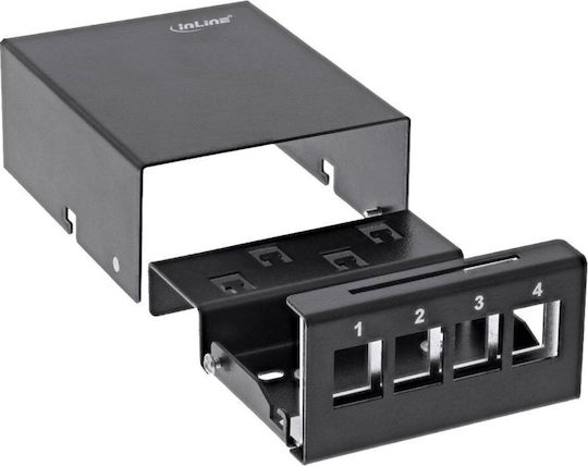 Inline Desktop Consolidation Point Box 4x Keystone RJ45 Metal Black Ral9005