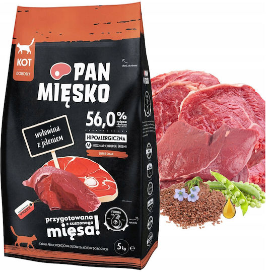 Pan Miesko Суха Котешка Храна с Говеждо месо / Елен 5кг