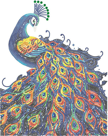 Diamond Dotz Adults Flocked Neon Peacock