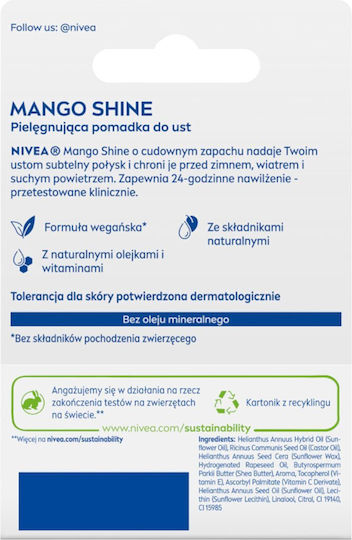 Nivea Hydro Mango Shine Lippenpflege Mango 4.8gr