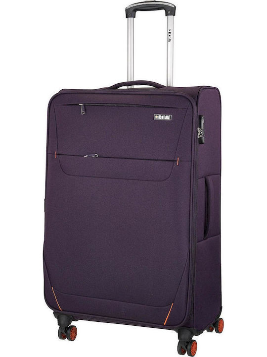 RCM Fabric Purple Travel Suitcases Set of 3 with 4 Wheels