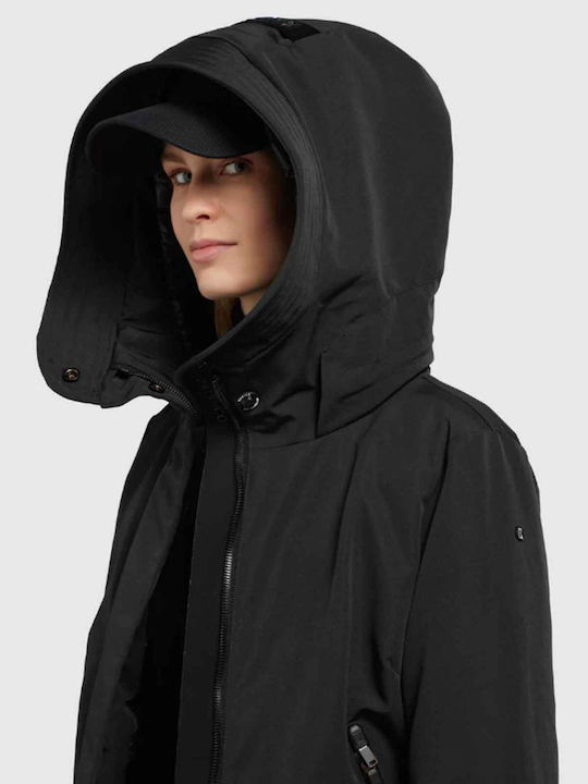 Women's Lifestyle Jacket for Winter with Hood Black