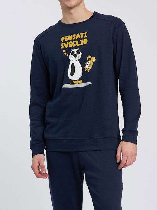 Crazy Farm Men's Winter Pajamas Set Blue