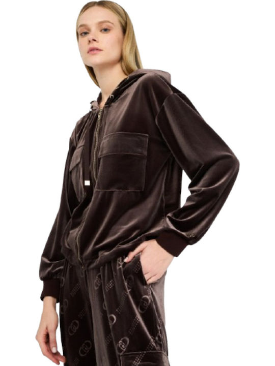 Women's Sweatshirt Jacket Hooded Brown