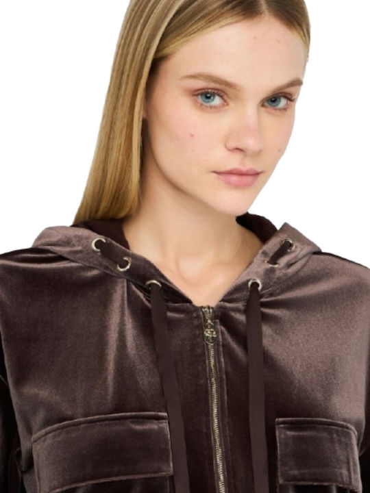 Women's Sweatshirt Jacket Hooded Brown