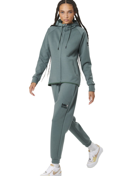 Women's Sweatshirt Jacket Hooded Green
