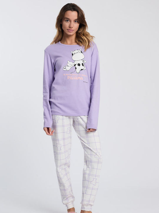 Crazy Farm Winter Women's Pyjama Set Purple