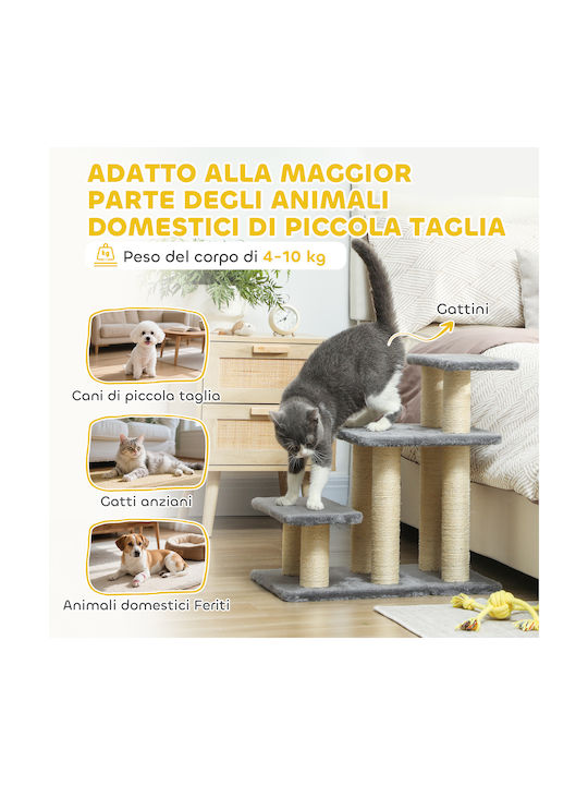Pawhut Σκάλα Σκύλους 3 Σκαλοπάτια 54 Cm Ύψος Σκάλα Κατοικιδίων Μικρούς Σκύλους Σκάλα Γάτες Στύλους Ξυσίματος Σιζάλ Μπάλα Παιχνιδιού