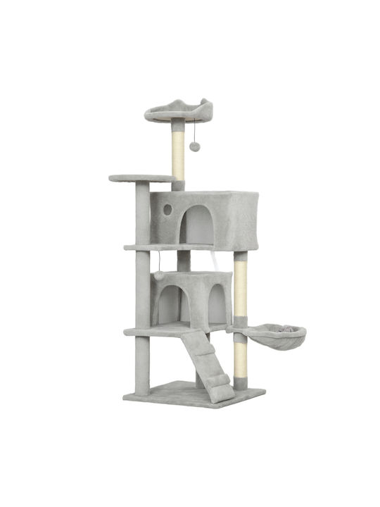 Pawhut 140 Cm Cat Tree Multiple Levels Sisal Scratching Posts Caves Platforms Plush Hammock Ladder Toy Balls