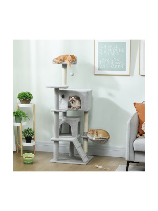 Pawhut 140 Cm Cat Tree Multiple Levels Sisal Scratching Posts Caves Platforms Plush Hammock Ladder Toy Balls
