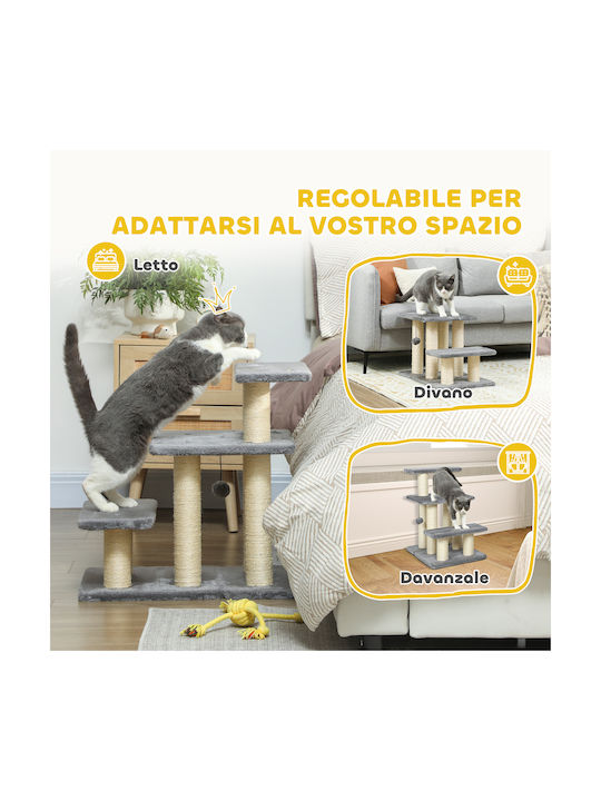 Pawhut Σκάλα Σκύλους 3 Σκαλοπάτια 54 Cm Ύψος Σκάλα Κατοικιδίων Μικρούς Σκύλους Σκάλα Γάτες Στύλους Ξυσίματος Σιζάλ Μπάλα Παιχνιδιού