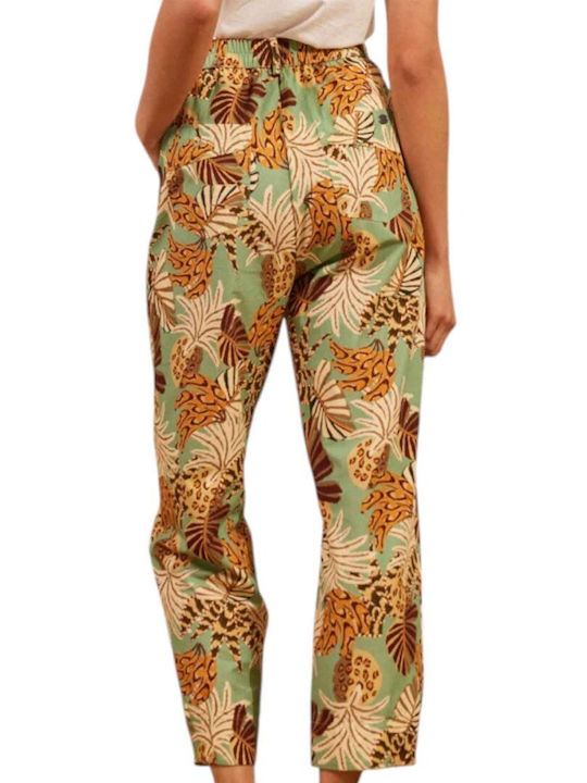 Γυναικεία Παντελόνα σε Carrot Εφαρμογή Floral Beige
