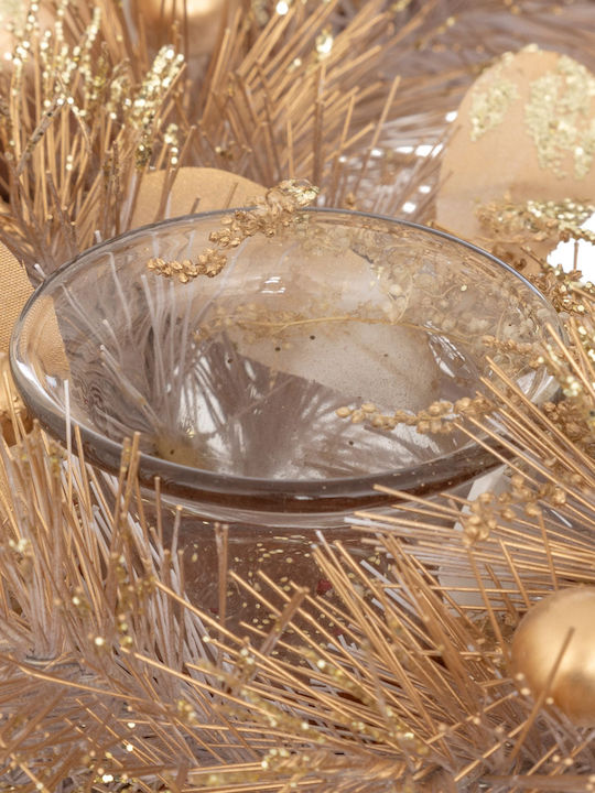 Χριστουγεννιάτικο Διακοσμητικό Πλαστικό Στεφάνι με Διάμετρο 33εκ. Μπεζ