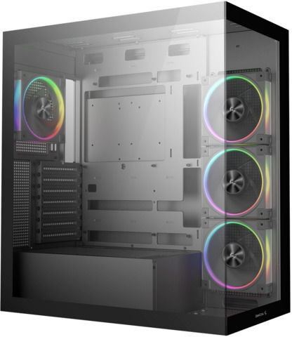 Deepcool CG580 4F V2 Геймърско бюро Midi Tower Компютърна кутия със страничен прозорец и ARGB осветление Черен