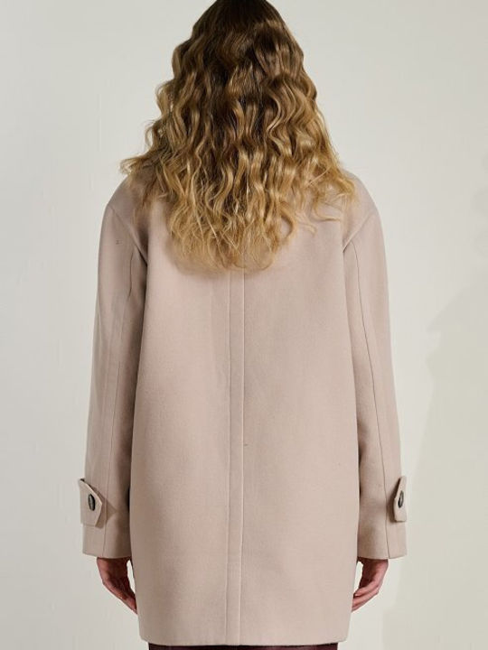Women's Beige Peacoat with Buttons