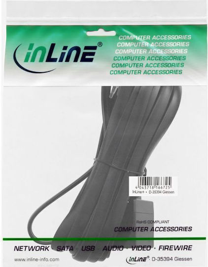 Inline Modular RJ12 Cable 6P6C Male-Female Black 3m 18833
