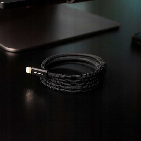 Spacecase Магнитен USB-A към Lightning кабел 12W Черен 1м