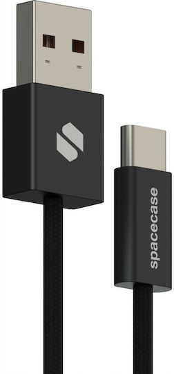 Spacecase Магнитен / Плетена USB 2.0 Кабел USB-C мъжки - USB-A мъжки 32W Черен 1м