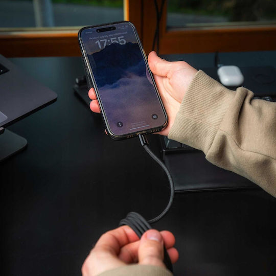 Spacecase Магнитен USB-A към Lightning кабел 12W Черен 1м