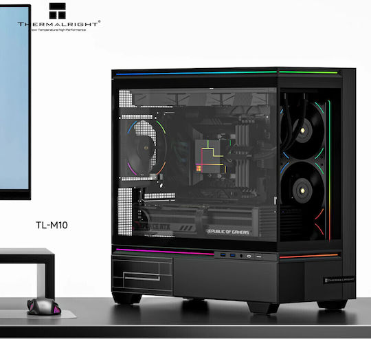 Thermalright TL-M10 Vision Gaming Micro Tower Carcasă PC cu Deschidere Laterală și Iluminare ARGB Neagră