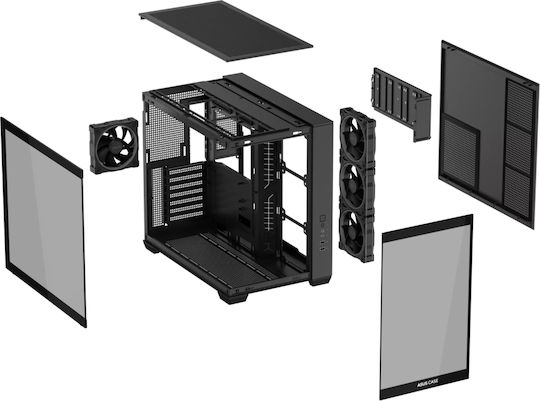 Asus A32 Plus Gaming Midi Tower Κουτί Υπολογιστή με Πλαϊνό Παράθυρο και ARGB Φωτισμό Μαύρο