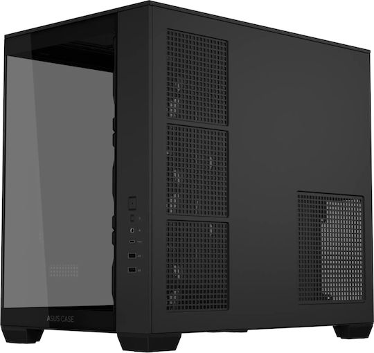 Asus A32 Plus Gaming Midi Tower Κουτί Υπολογιστή με Πλαϊνό Παράθυρο και ARGB Φωτισμό Μαύρο