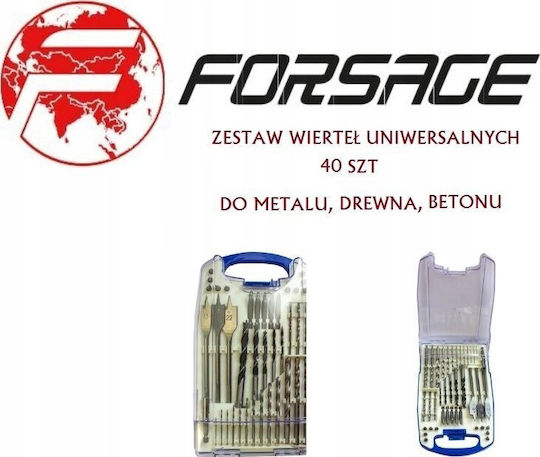 Forsage Set of 40 Drills with Cylindrical Shank for Masonry