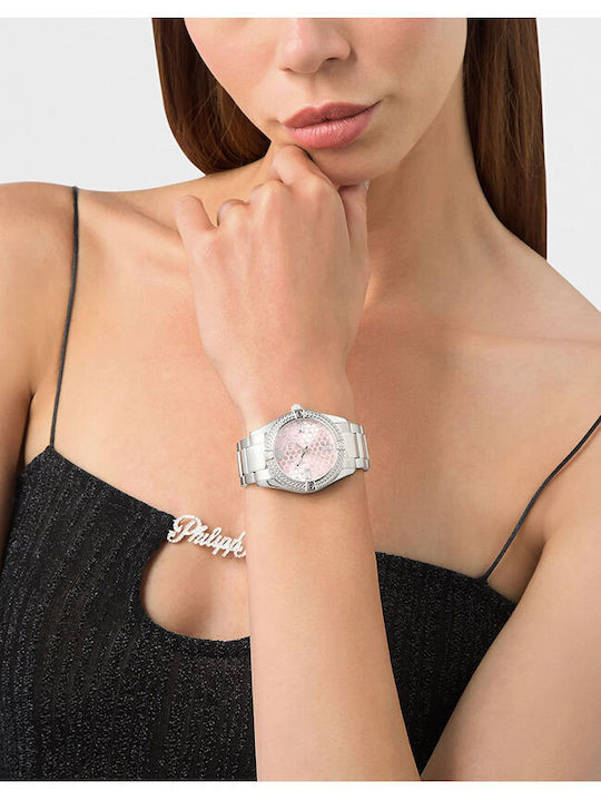Philipp Plein Lady Γυναικείο Ρολόι 36mm Μπαταρίας με Ασημί Μεταλλικό Μπρασελέ