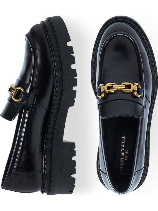 Leder Damen Mokassins in Schwarz Farbe