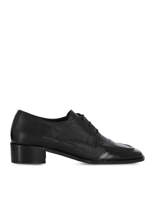 Leder Damen Oxfords in Schwarz Farbe